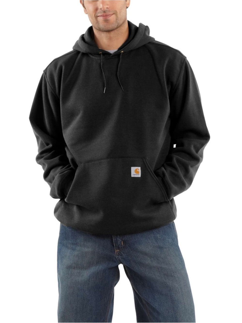 Carhartt Men's Black Crewneck Hoodie with White Sleeve Logo